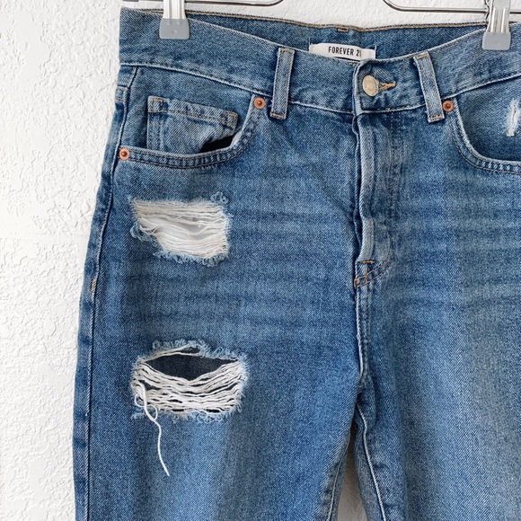 Distressed High Rise Mom Jeans - Picture 2 of 4